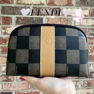 NWOT RARE💝Auth💝FENDI Zucchino Zucca Checkered Damier Monogram Clutch/Pochette✨